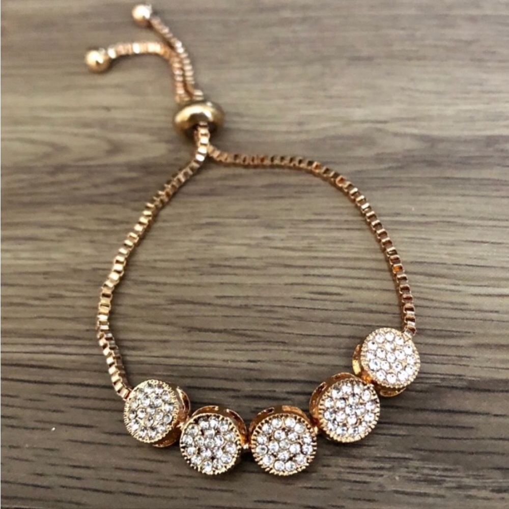 Rose Gold Pave Studded Bracelet MSRP $58! - Picture 1 of 3